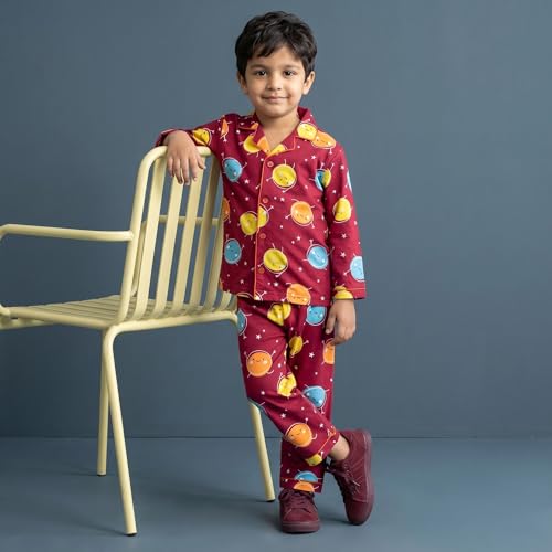 Image of CLAP Kids Cotton Printed Full Sleeves Night Suit