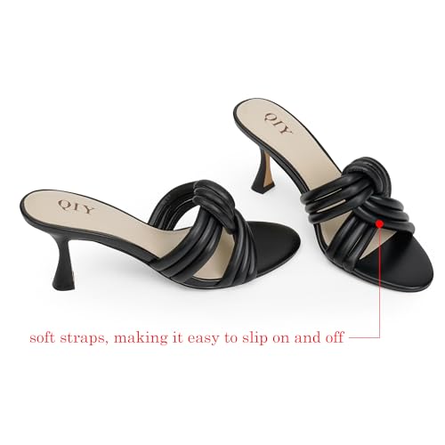 Mule Heels for Women Slip On Heeled Knot Sandals for Women Wedding Dressy Shoes2