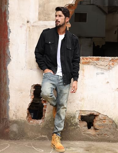 TACVASEN Men's Military Lightweight Jacket Army Cargo Windbreaker Zip Front Stand Collar Cotton Jackets with Multi Pockets3