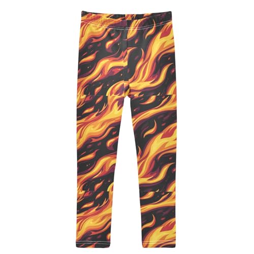 Boccsty Fire Flame Orange Orange Girls Leggings Kids Yoga Pants Dance Active Tights 4T