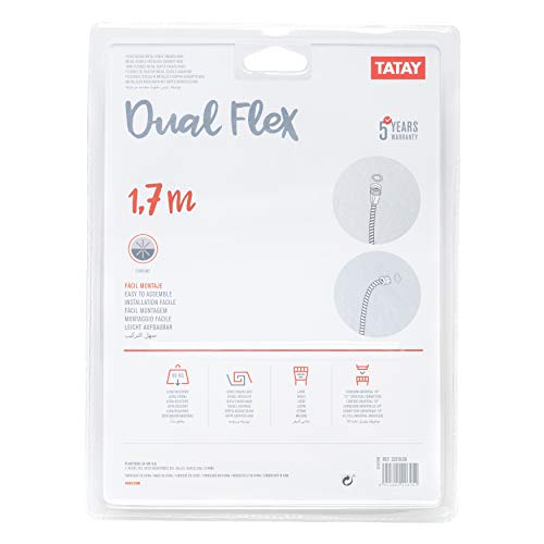 TATAY Dual Flex Shower Hose, 1.7 M, up to 50 kg Pressure, Double Coiled, Brass Flexe, Type 301, Universal G 1/2 Inch Thread, Chrome - Image 3