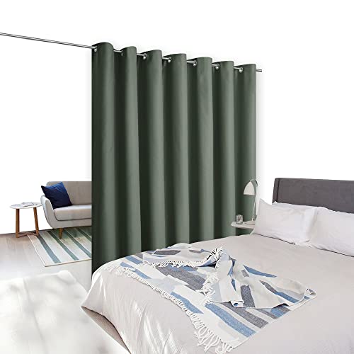Image of NICETOWN Ceiling Curtains, Room Divider Curtain Screen Partition, Vertical Blind for Sling Door, Blackout Window Curtain, Privacy Blind for Patio (Dark Mallard, Single Panel, 8.3ft Wide x 11ft Long)