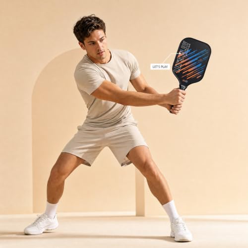 Image of playR Professional Pickle Ball Paddle Essentials 16mm - Fiberglass PP Honeycomb Core Racket, Non-Slip PU Grip, Easy Control, Strong Edge Pickleball Paddles for Outdoor Game Set for Kids & Adults