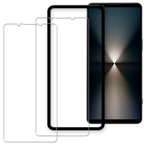 KPNS 【2枚入り+ガイド枠付き】Xperia 1 VI 第6世代 SO-51E SOG13 XQ-EC44 ガラスフィルム (2枚) 国産硝子素材製 SO-51E強化ガラス SOG13保護 フィルム