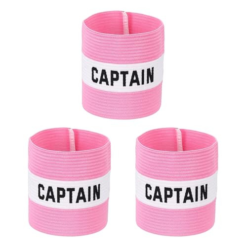 YELARXI Captain Armband, Soccer Captain Arm Bands Elastic Adjustable Leader Armbands Team Sport Rugby Player Band 5.1x3.4 in & Pink/White & 3Pcs-Fit for (Football/Basketball Training)