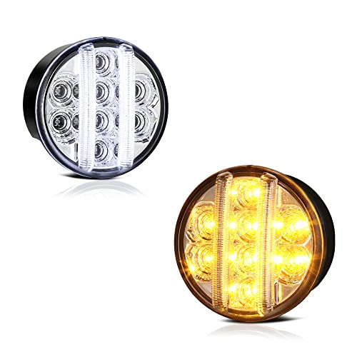 VIPMOTOZ Switchback LED DRL Turn Signal Lamps Compatible With 2007-2017 Jeep Wrangler JK Amber+White Clear Lens Left Driver Right Passenger Side Daytime Running Lights Pair Set