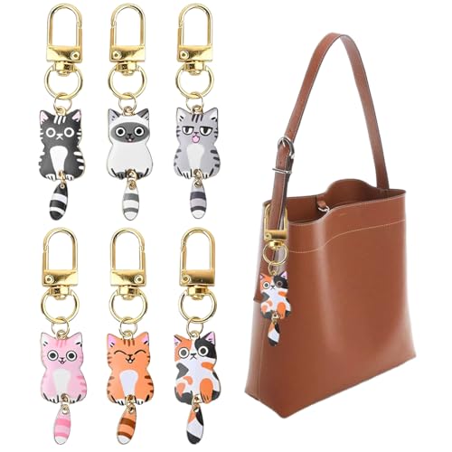 OUDQFCJ 6 llaveros con diseño de gato, regalo para amantes de los gatos para mujeres y hombres, minillaveros OUDQFCJ 6 llaveros con diseño de gato, regalo para amantes de los gatos para mujeres y hombres, minillaveros