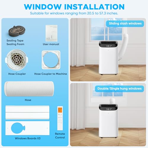 12,000 BTU Portable Air Conditioner Cools Up to 500 Sq.Ft, 3-IN-1 Energy Efficient Portable AC Unit with Remote Control & Installation Kits for Large Room, Campervan, Office, Temporary Space - Image 8