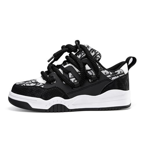 Fashion Leather Lace-Up Chunky Sneakers for Men Lightweight Platform Walking Running Driving Casual Sport Shoes - Main Image