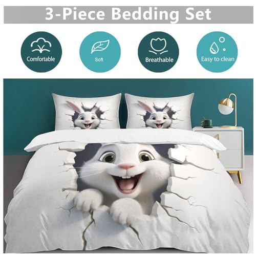 Housse de couette microfibre douce parure lit King finie la couette qui glisse