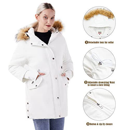 Wulful Women's Winter Coats Thicken Hooded Waterproof Faux Fur Fleece Lined Parka Jackets #TOP2