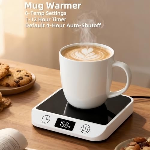 Image of Coffee Mug Warmer & Candle Warmer 2-in-1, Electric Cup Warmer for Desk | 6 Temperature Settings, LED Display, 12-Hr Timer & 4-Hr Auto Shut-Off, Gift for Coffee Lovers, Home Office & Desk Warmer