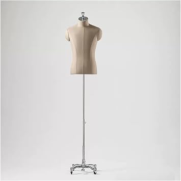 REMYS Display Mannequin Body Male Mannequin Stand Torso with Wheels, Heavy Duty Rolling Half Mannequin Torso Body Dummy for Suits, Height AdjustableColor#1,SizeSilver Stand