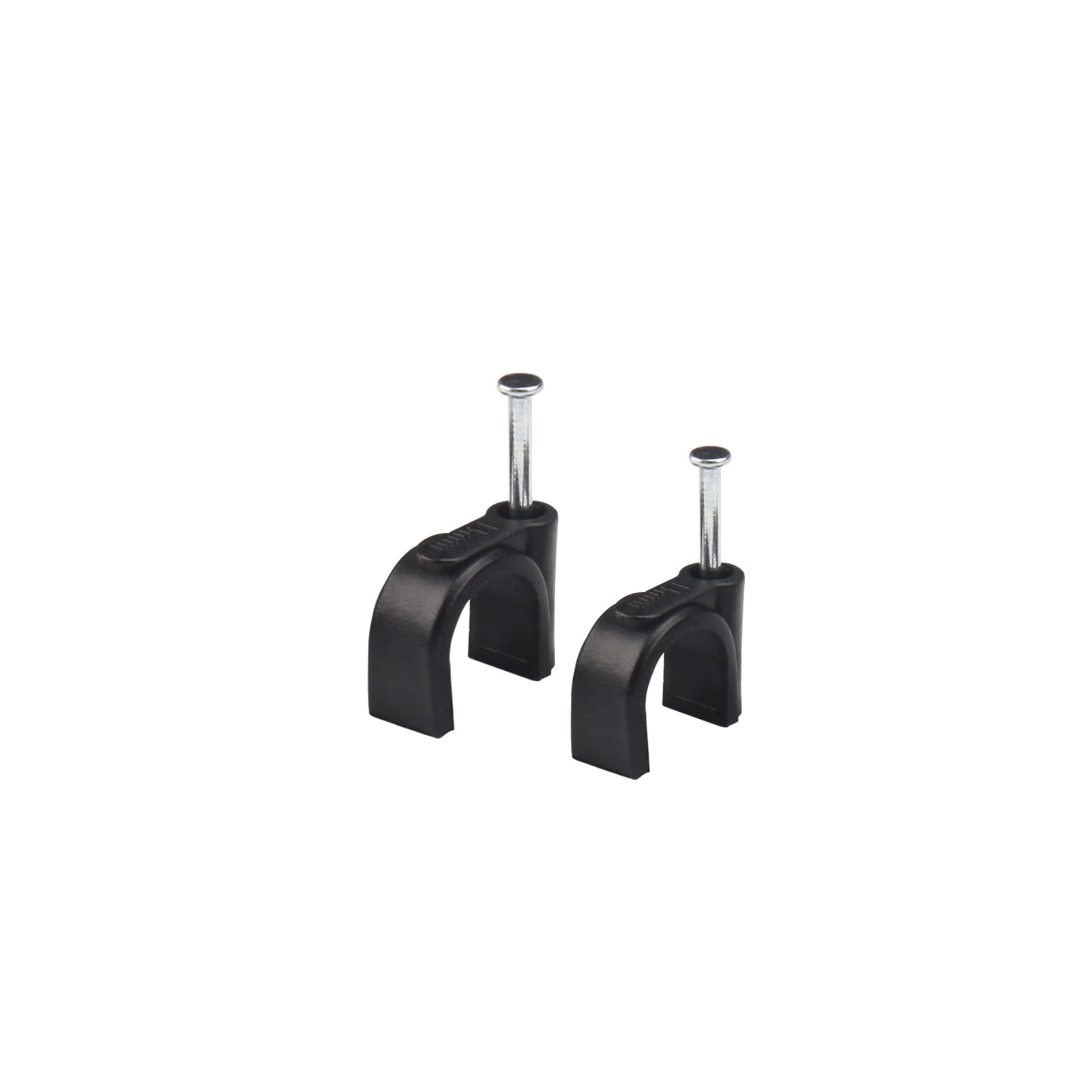 Eesteck Black 200 Pack 2 Sizes Strong Cable Clips, 6Mm & 8Mm Round Cable Wire Clips With Steel Nails Cable Staples Cable Management Cable Cord Fasteners Electrical Ethernet Tv Speaker Wires