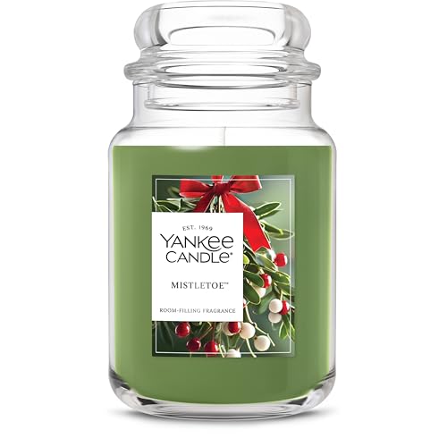 Yankee Candle Large Jar Scented Candle with up to 150 Hour Burn Time, Premium Plant Wax Blend for Consistent Burn, 22 oz Jar Candle with Room Filling Fragrance, Mistletoe