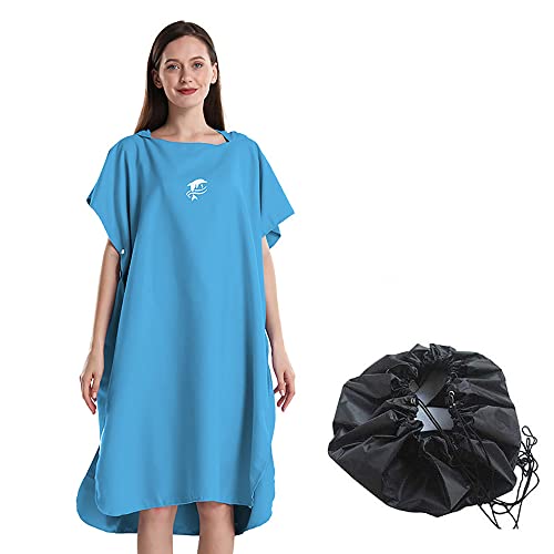 Aedcbaide Poncho Surf con Cambiador, Portátil Poncho De Toalla con capucha en uno, Toalla de microfibra de secado rápido Toalla de playa liviana para surf adapta a hombres y mujeres (Azul) Cover
