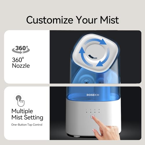 image for ROSEKM Cool Mist Humidifiers for Bedroom, 2.0L Small Humidifier for Ba