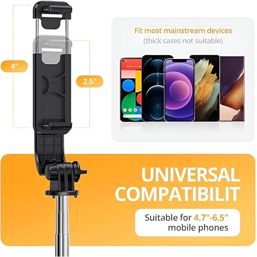 Image of Like Star R1-L Tripod Selfie Stick, 67 Inch Long Bluetooth Extendable with Bluetooth Remote & Stable Base Multifunctional Design for Selfies, Vlogging, Photo Shoots & Makeup Black