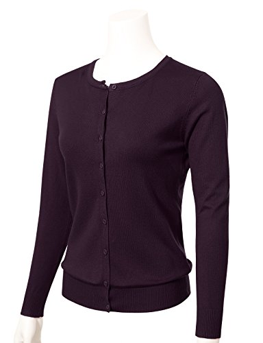 Image of Allsense Women's Long-Sleeve Crewneck Cardigan | Classic Button Down Sweater, Soft Fine Knit, Lightweight