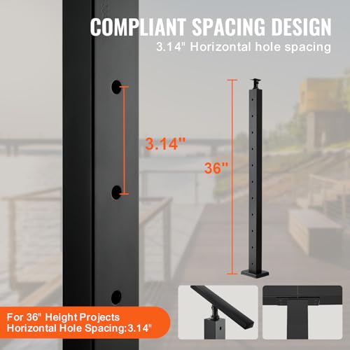 VEVOR Cable Railing Post Level Deck Stair Post 36 x 0.98 x 1.97 Cable Handrail Post Stainless Steel Brushed Finishing Deck Railing Pre-Drilled Pickets with Mounting Bracket LGZHY91.42.5520JLV0