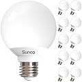 Sunco 10 Pack Vanity Globe Light Bulbs G25 LED for Bathroom Mirror 40W Equivalent 6W, 4000K Cool White, Dimmable, 450 LM, E26 Base, Round Frosted Decorative Bulb, UL & Energy Star Listed