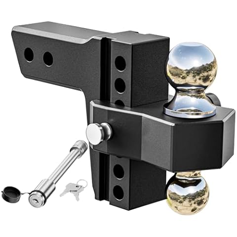 LOCAME Adjustable Trailer Hitch, Fits 2.5-Inch Receiver Only, 6-Inch Drop/Rise Aluminum Drop Hitch,18,500 LBS GTW-Tow Hitch for Heavy Duty Truck with Double Stainless Steel Locks, Black, LC0025 Cover
