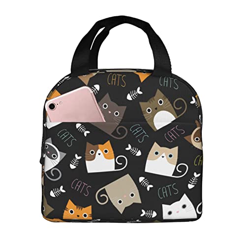 Lustige Katzen-Lunch-Taschen, Kühltasche, Organizer, wiederverwendbare Lunchbox für Männer/Mädchen/Outdoor/Arbeit/Picknick/Schule Cover