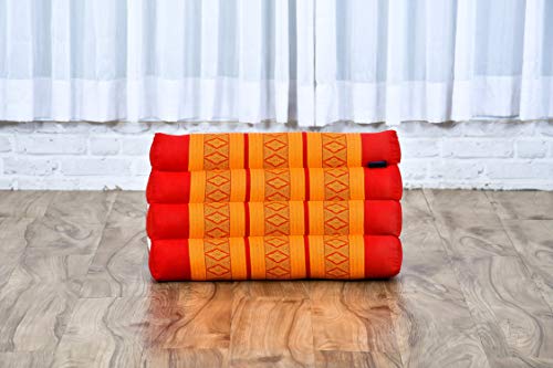 Image of Leewadee Triangle Cushion - Comfortable Backrest for TV or Reading, Incline Pillow for Relaxing Made of Kapok, 20 x 13 x 13 inches, Orange Red
