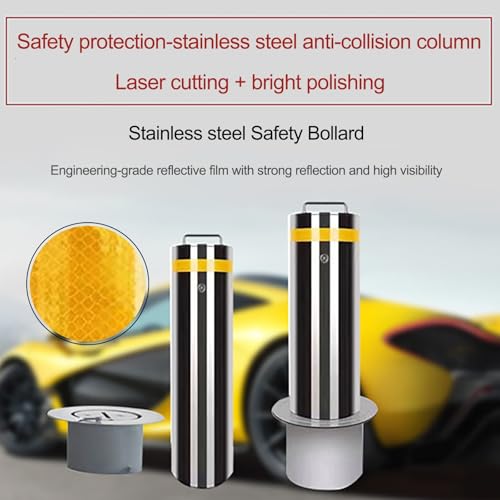 Cône de sécurité, bornes de stationnement Amovibles en Acier Inoxydable avec Bandes réfléchissantes - Ensemble de 4 poteaux de signalisation Jaunes avec Manchon d'encastrement pour Une sécur