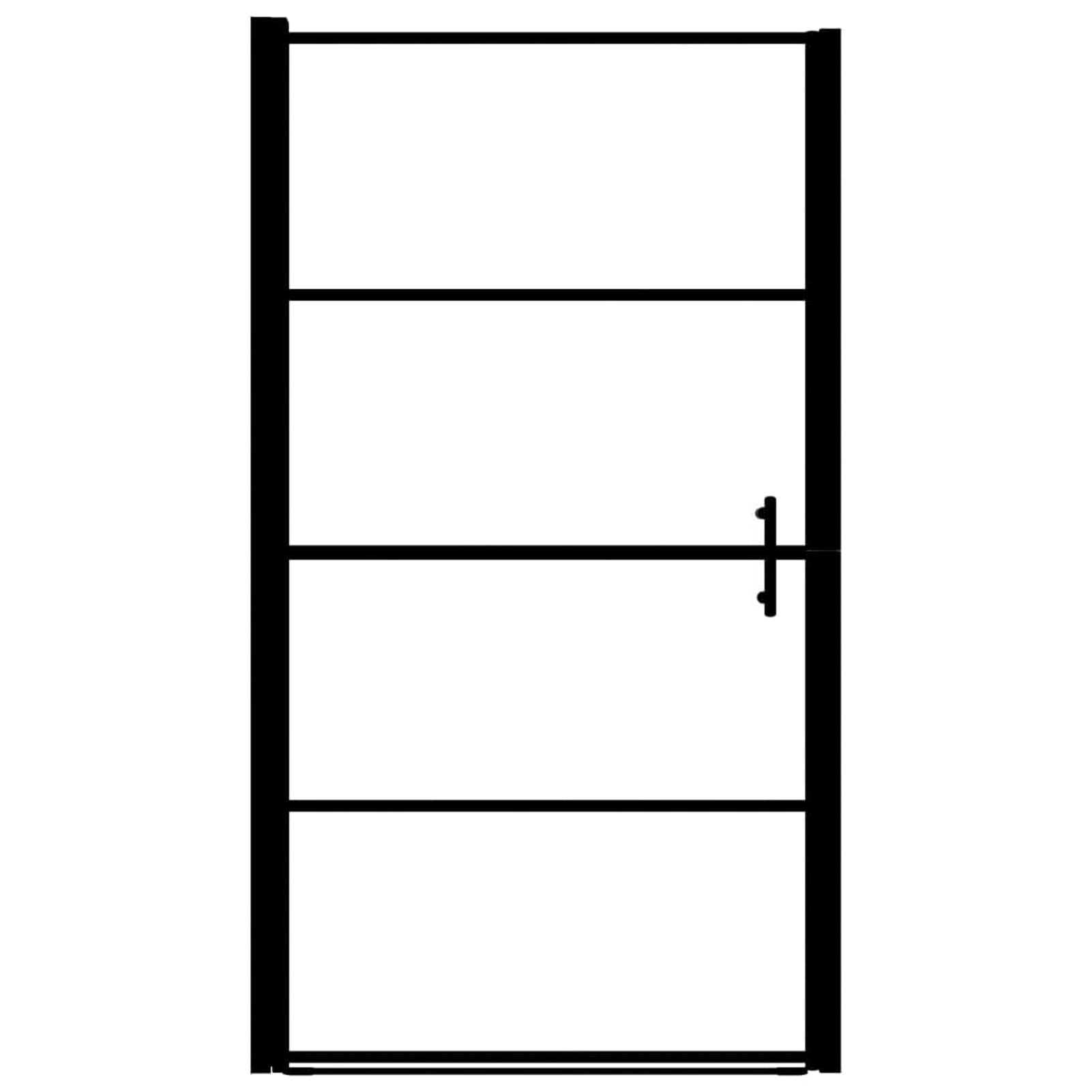 Puerta de Ducha de Vidrio Templado Negro 81x195 cm Mampara Ducha Fijo Abatible