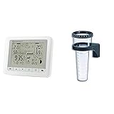 Bresser Funkwetterstation TemeoTrend WF mit Innen-/Außentemperatur und Luftfeuchtigkeit, 6-Stunden-Wettervorhersage, Mondphasen, weiß & TFA Dostmann 471001 Regenmesser, schwarz