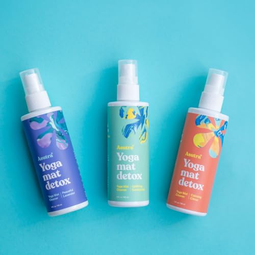 ASUTRA Yoga Mat Cleaner Spray (Peaceful Lavender), 4 fl oz - No Slippery Residue, Organic Essential Oils, Deep-Cleansing for Fitness Gear & Gym Equipment, Microfiber Towel Included
