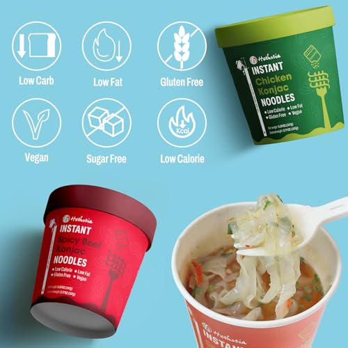 Image of Hethstia Konjac Noodle, 6-Pack Pre-cooked Low Carb Shirataki Pho Soup Variety Flavor (Chicken, Spicy Curry, Spicy Beef)- Low-Calorie, Sugar-Free, Vegan, Gluten-Free, 34.32oz Keto-Friendly Asian Meal
