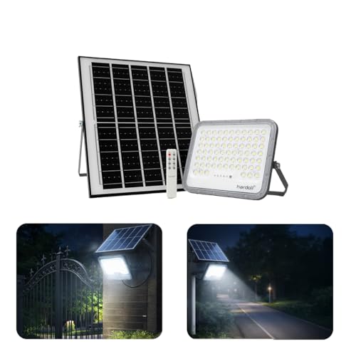 Image of hardoll Solar Flood Light 200W with Remote, Cool White LED, 5M Cable, Waterproof IP65 Aluminium + Lens Body, Replaceable 20000mAh Lifepo4 Battery for Home, Garden, Terrace, Outdoor (Pack of 1)