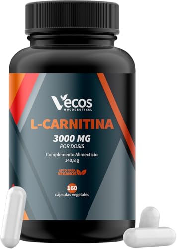 L-Carnitina Pura 3000 mg | Mejora la Energía, Resistencia, el Rendimiento Deportivo y la Metabolización Eficiente de las Grasas | Quemagrasas | 160 Cápsulas Vegetales