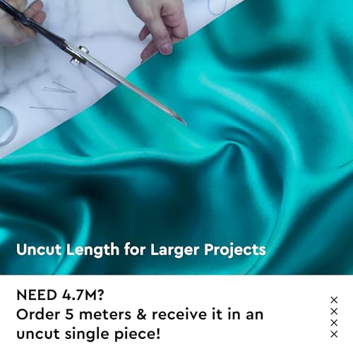 Encasa XO Azul Silky Satin Fabric Material by Meter | 110 Cm Width, Silk & Shiny Fabrics | Fabric for Scrunchies, Dress, Pillowcases, Pajamas, Evening Dress, DIY | (1 Meter)