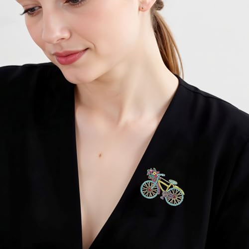 Image of Crystal Rhinestone Creative Bicycles Brooch Pin for Women Men Retro Elegant Handmade Blue Brooches Pins Classic Wedding Fashion Creative Bicycles Jewelry Accessories Gift
