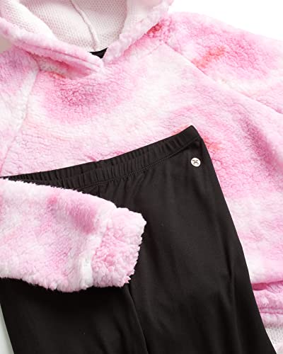 Image of RBX Girls Active Pants Set 2 Piece Sherpa Sweatshirt & Leggings (7-12) | Cozy Sherpa Fleece Fabric, Curved Twist-Front Hem, Elastic Stretch Leggings Waistband, Coordinated Two-Tone