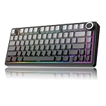 MechLands AULA F75 PRO 75% Mechanical Custom Creamy Keyboard, BT5.0/USB-C/2.4GHz Wireless Gaming Keyboard, Gasket Structure, Hot Swappable, Knob, RGB, Reaper Switches for Win/Mac (Gradient Black)