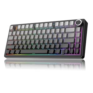 MechLands Aula F75 PRO – Teclado inalámbrico para juegos 75%, teclado mecánico personalizado con relleno de cinco capas, Bluetooth/2.4GHz/USB-C, intercambiable en caliente, perilla, RGB, interruptores