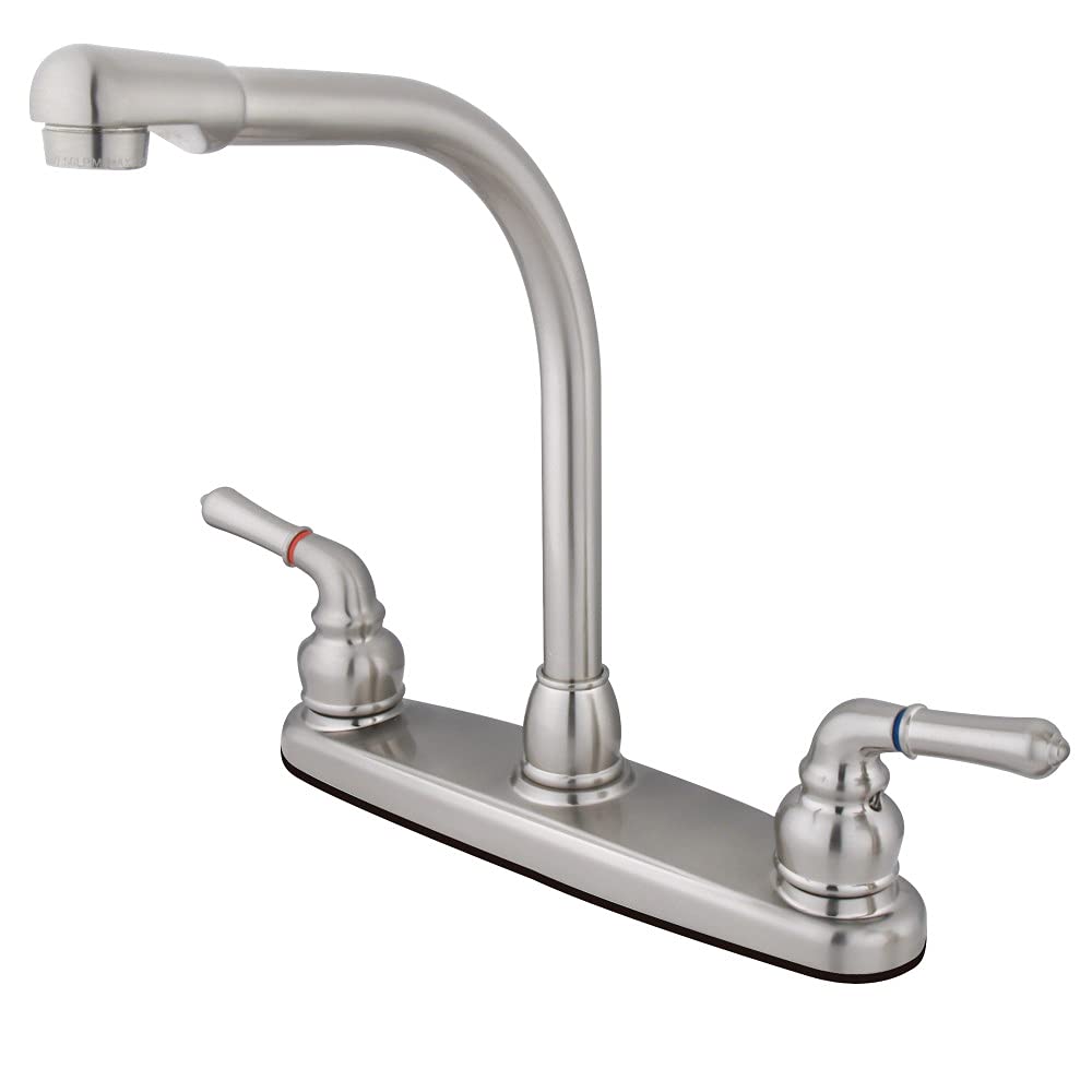 Kingston Brass KB758LS Magellan 8-Inch High Arch Kitchen Faucet with Twn Brass Lever Handle without Sprayer, Brushed Nickel
