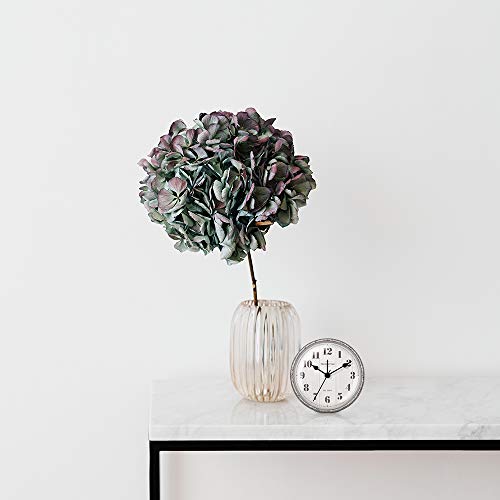 Presentime & Co 4" Farmhouse Tabletop Alarm Clock, Silent No Ticking, Light Grey Oak And Rusted Galvanized Finish #TOP4