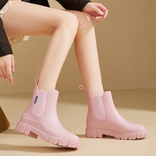 Image of WOWSTICK Women's Ankle Rain Boots Waterproof Lightweight Slip Resistant Fashion Garden Booties