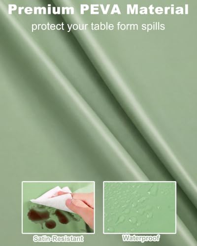 Image of NatNarr 3 Pcs Sage Green Tablecloths Plastic, Scalloped Table Cloth