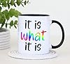 Cherish Charlie Designs It is What It is Mug - Funny Novelty Gift Silly Present Mug Birthday Christmas for Mum Dad Friend Sister Brother Grandparents for Man Woman Secret Santa Work Quotes (Rainbow) #1