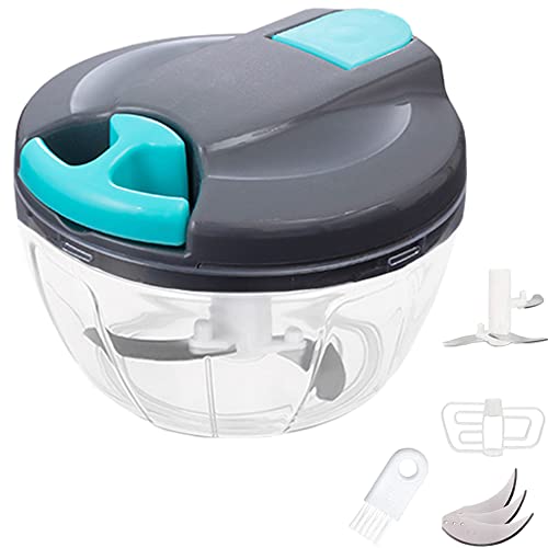 Bugucat Manual Food Chopper 520ML,Food Processors with Cover and Handle,Portable Chopper Shredder,Quick Hand Crusher for Vegetables,Garlic,Parsley,Herb & Onions