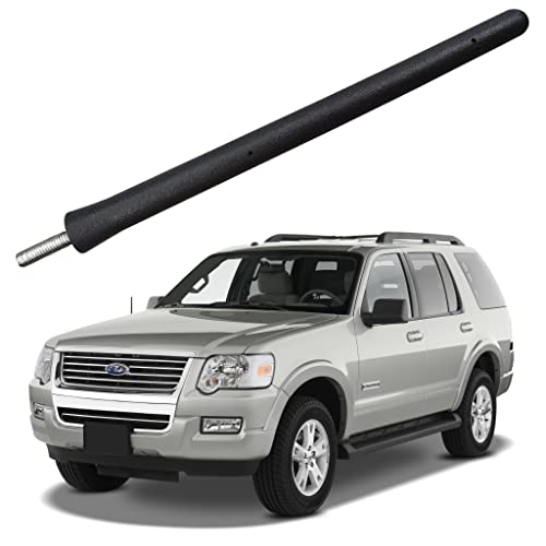 Ford Short Radio Antenna - Explorer (1999-2010), Sport (2001-2003), Sport Trac (2001-2010) - 6 3/4 Inch, Car Wash Proof, Internal Copper Coil Mast Replacement