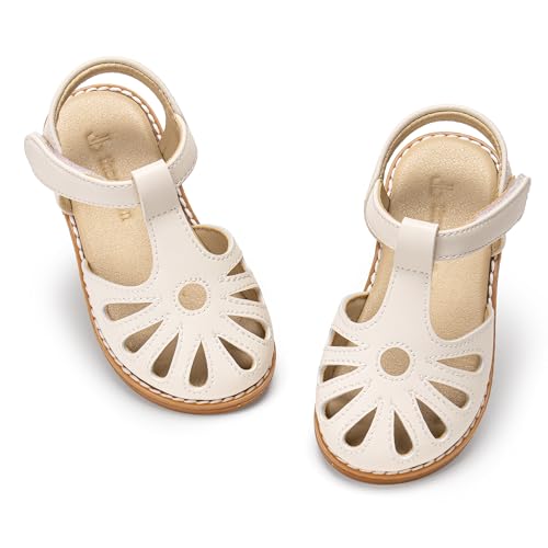 Image of THEE BRON Toddler Girls Closed-Toe Sandals Sweet Retro Cutout Summer Dress Shoes