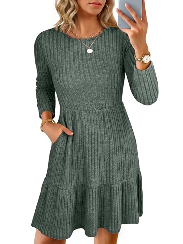 ANRABESS Womens Long Sleeve 2025 Fall Short Dress...