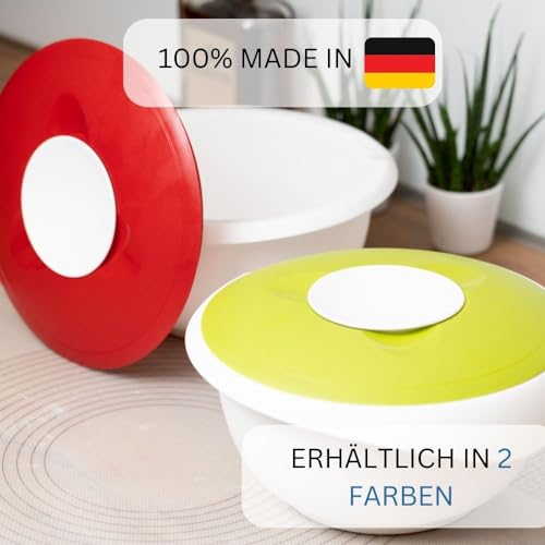 Foto von Westmark Backschüssel 3,5l - inkl. Ausgießer - zweiteiliger Deckel - BPA-freie, rutsch- & spülmaschinenfeste Rührschüssel (apfelgrün/weiß)